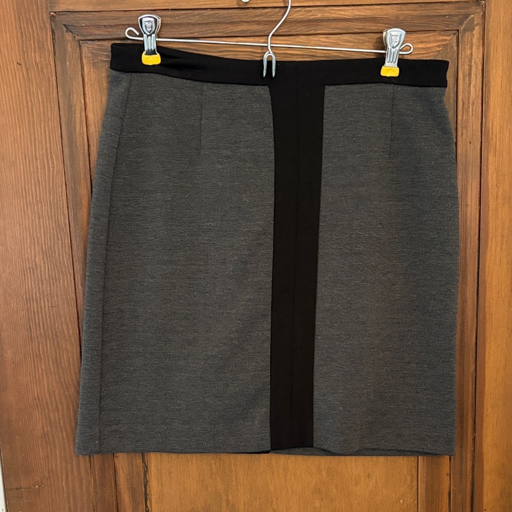 Charcoal Gray Ponte Pencil Skirt with Black Trim